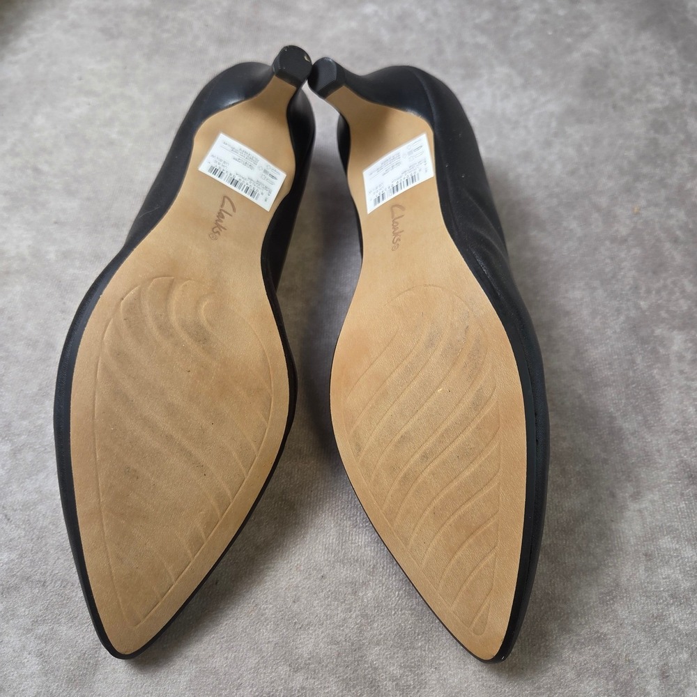 Clarks Linvale Jerica Black Leather Kitten Heel Pumps Womens 8.5 W Wide 26137208 - Picture 6 of 8
